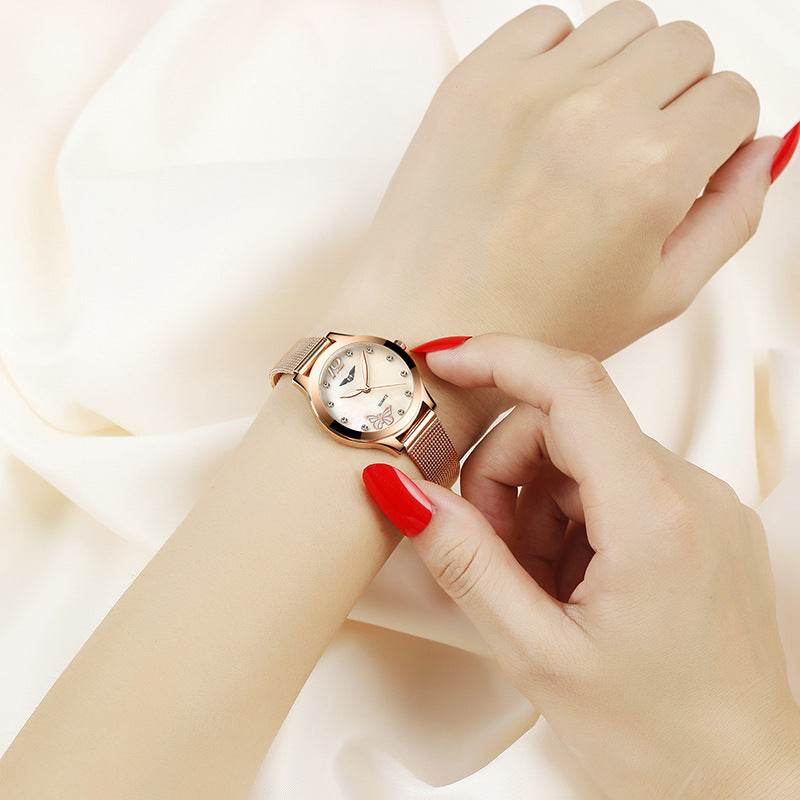 Montre à diamant avec ceinture en maille - Style & confort