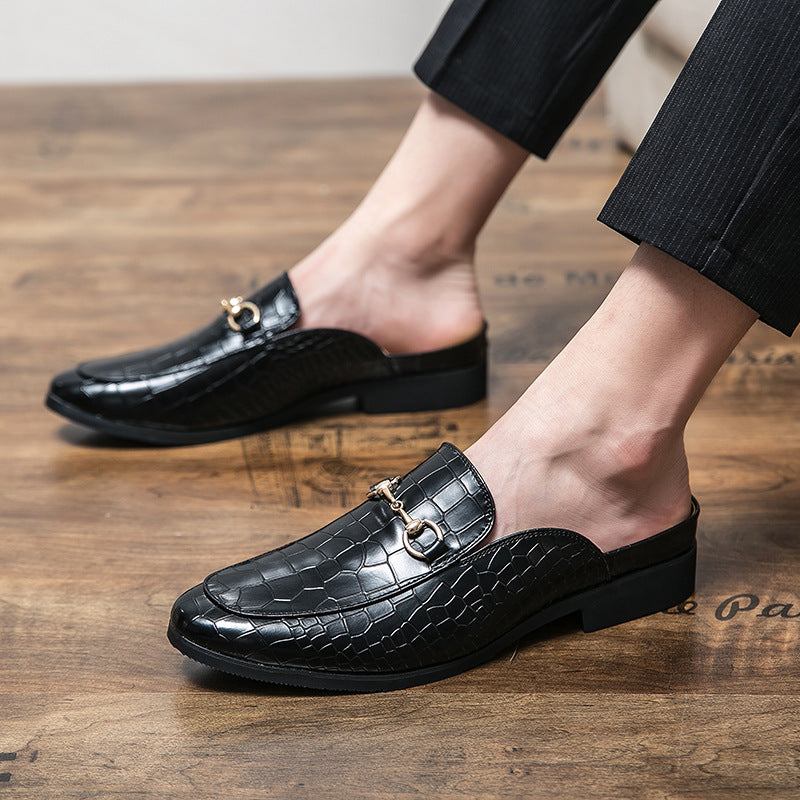 Chaussures semi-pantoufles en cuir pour hommes
