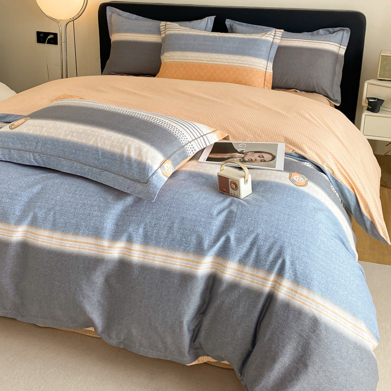 Housse de couette en coton quatre pièces, drap de lit, literie