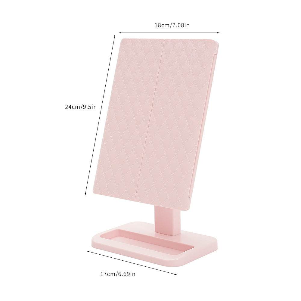 Miroir de maquillage pliable avec éclairage de bureau - Style & confort