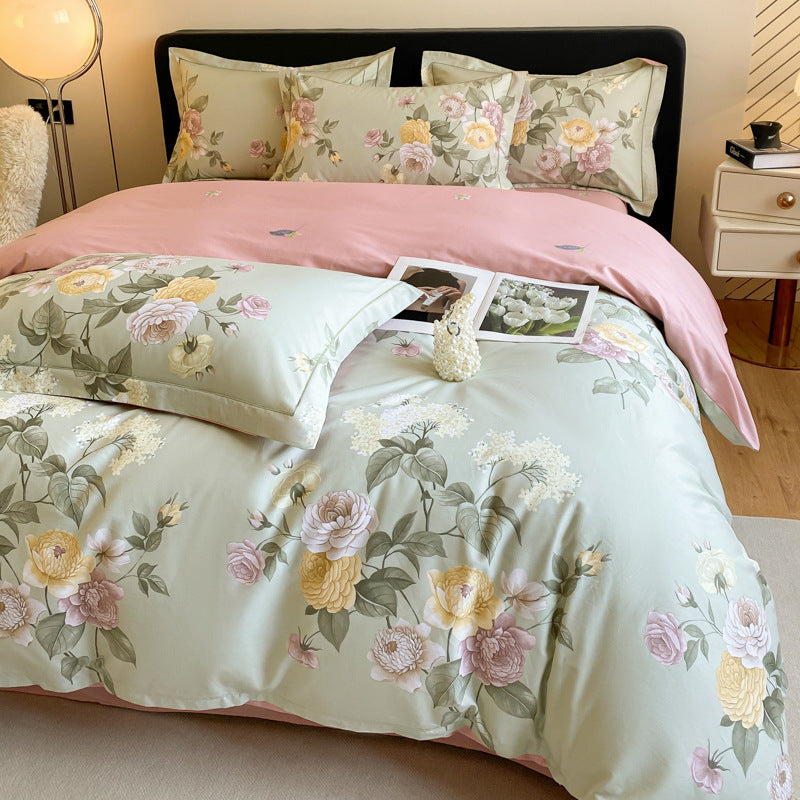 Housse de couette en coton quatre pièces, drap de lit, literie