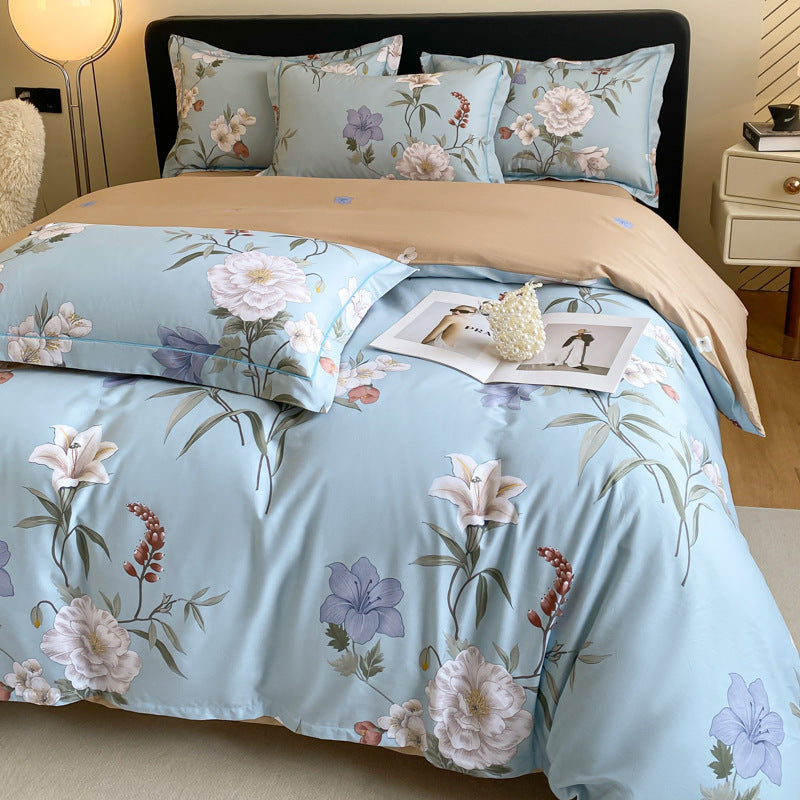 Housse de couette en coton quatre pièces, drap de lit, literie