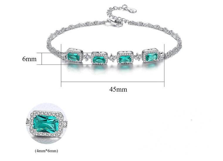 Bracelet en argent avec émeraude tendance - Style & confort