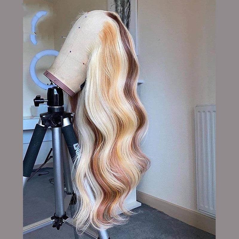 Perruque human hair de couleur blonde brune - Style & confort