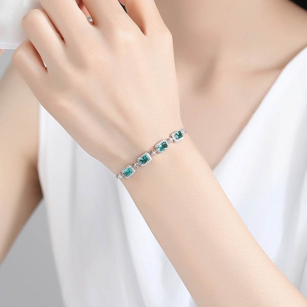 Bracelet en argent avec émeraude tendance - Style & confort