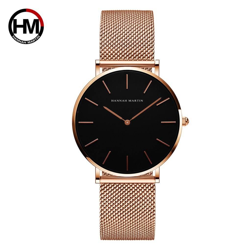 Montre à quartz japonaise de haute qualité 36 mm Hannah Martin - Style & confort