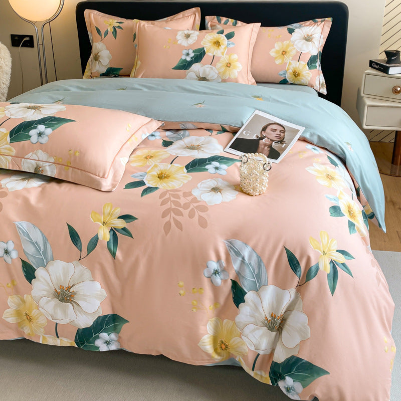 Housse de couette en coton quatre pièces, drap de lit, literie