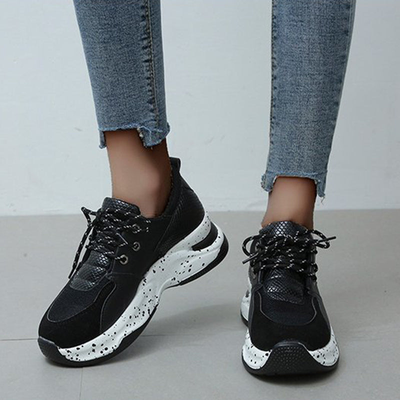 Baskets à lacets à imprimé léopard pour femmes, chaussures de marche, de course et de sport