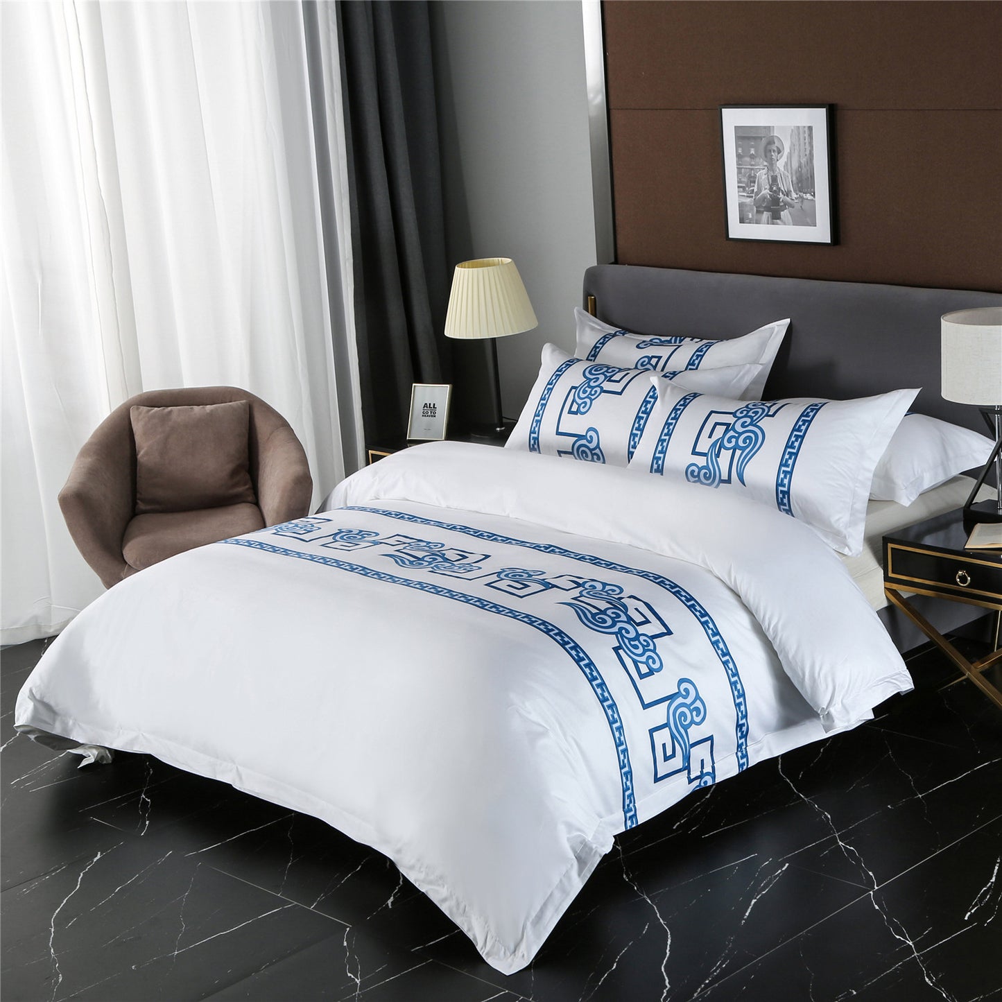 Ensemble quatre pièces pour un hôtel en pur coton