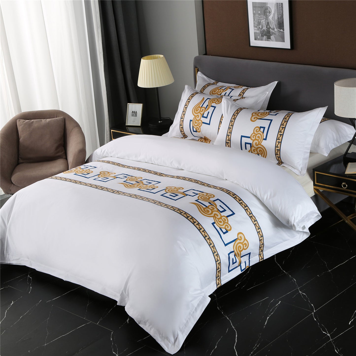 Ensemble quatre pièces pour un hôtel en pur coton