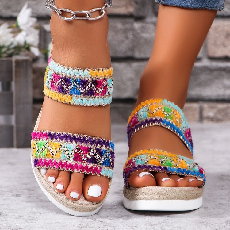 Women's Trendy Wavy Pattern Woven Sandals