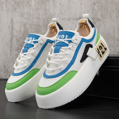 Chaussures blanches pour hommes, semelles épaisses, tendance, automne