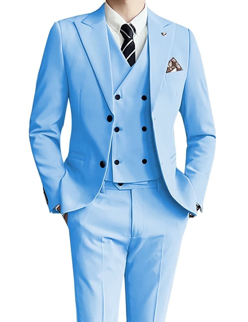 Men's three-piece slim-fit suit