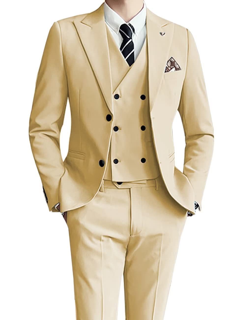 Men's three-piece slim-fit suit