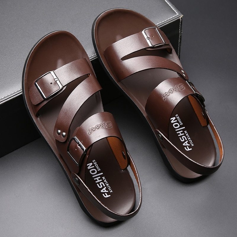 Sandales et pantoufles en cuir pour hommes