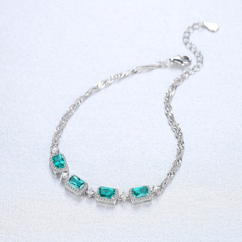 Bracelet en argent avec émeraude tendance - Style & confort
