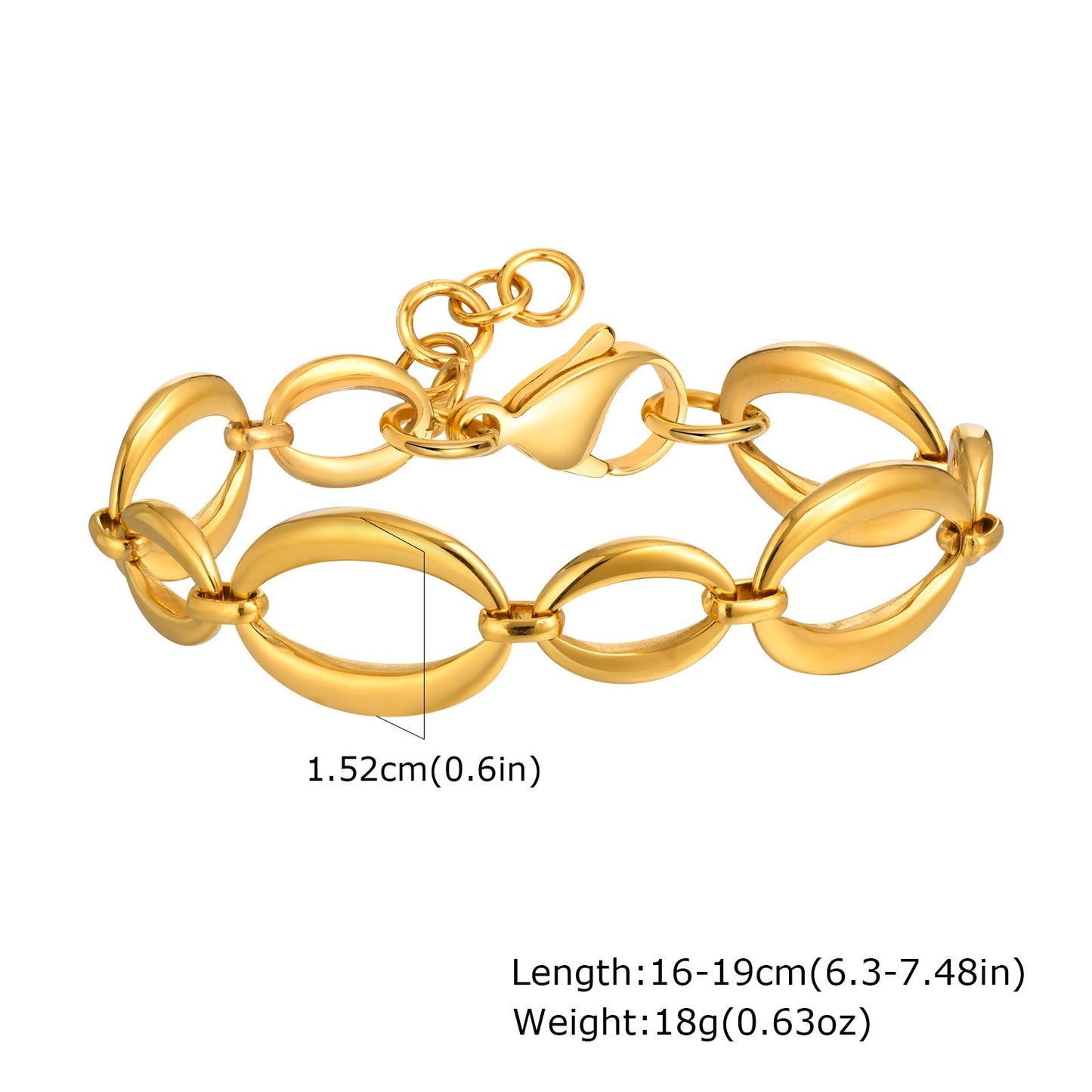 Simple geometric large chain bracelet