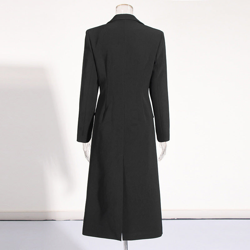 Veste de costume longue à boucle de style Temperament Commute