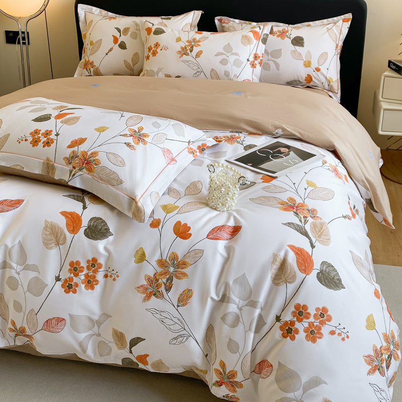 Housse de couette en coton quatre pièces, drap de lit, literie