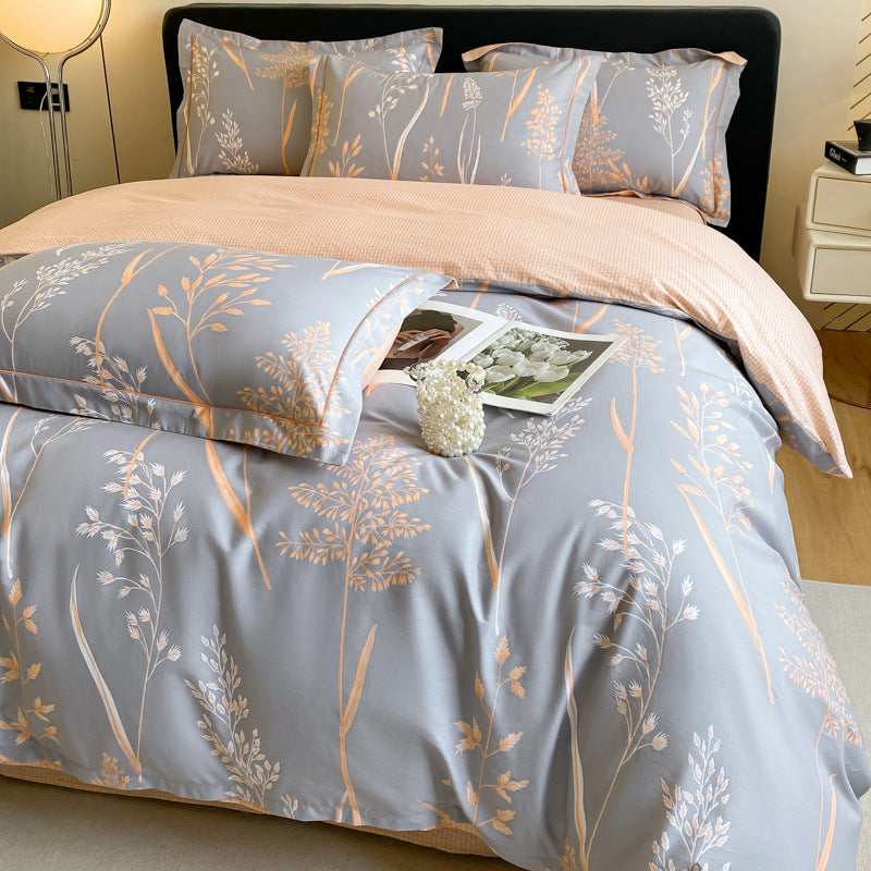 Housse de couette en coton quatre pièces, drap de lit, literie