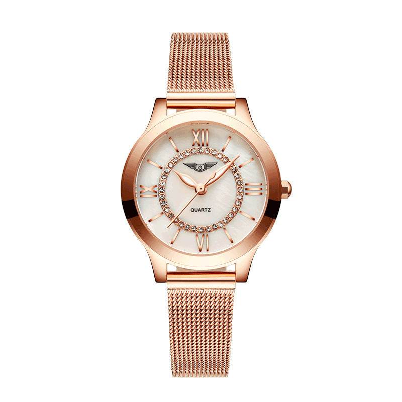 Montre à diamant avec ceinture en maille - Style & confort