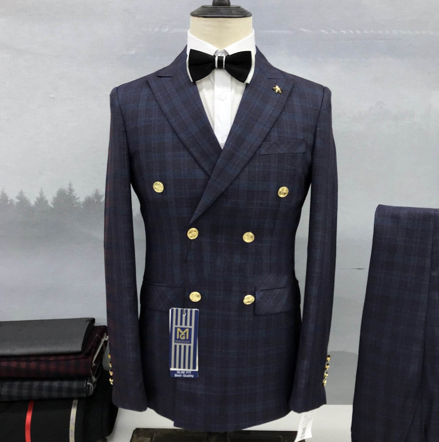 Ensemble haut et pantalon de costume croisé 100% coton - Style & confort