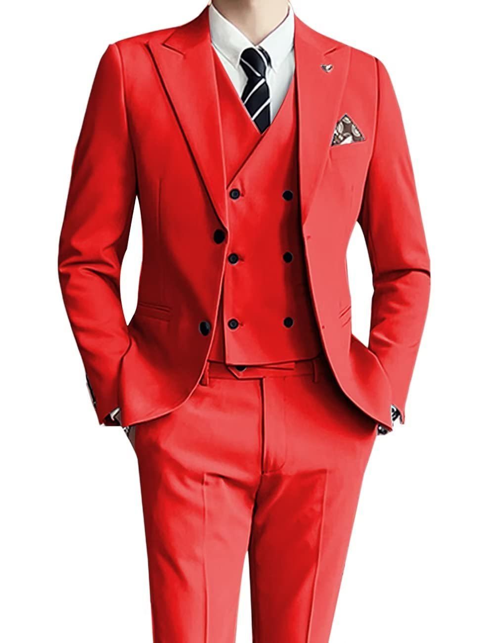 Men's three-piece slim-fit suit