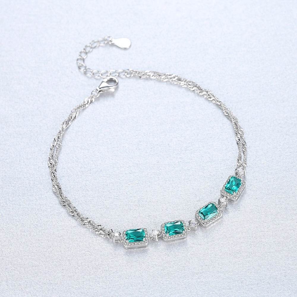 Bracelet en argent avec émeraude tendance - Style & confort