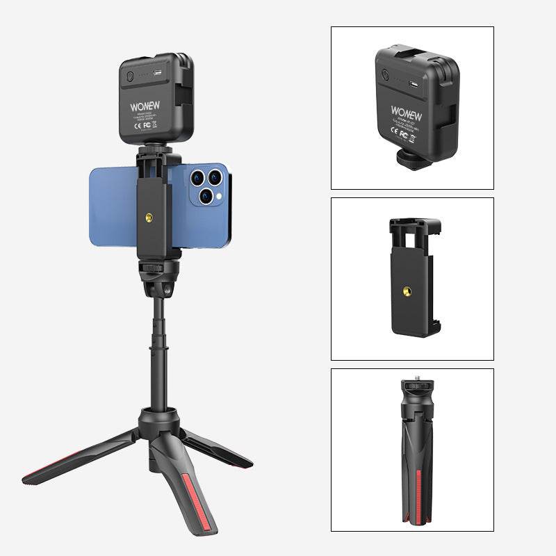 Perche à selfie pour téléphone portable avec trépied et éclairage d'appoint - Style & confort