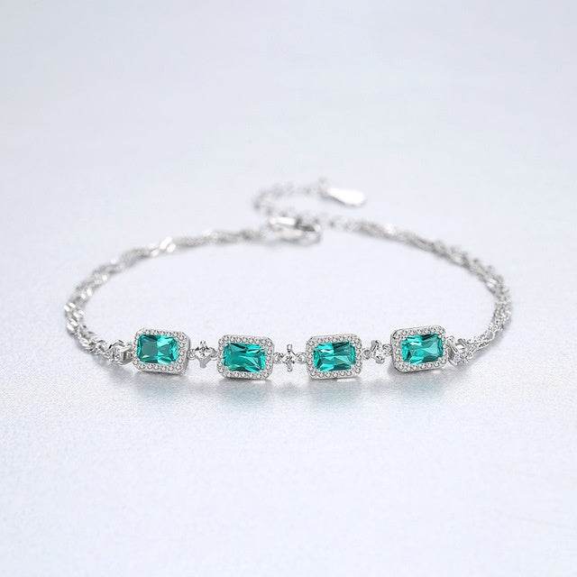 Bracelet en argent avec émeraude tendance - Style & confort