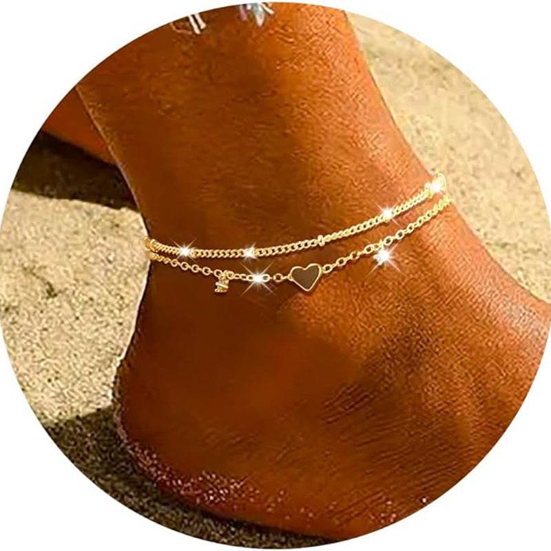 Bracelet de cheville en forme de cœur pour femme - Style & confort