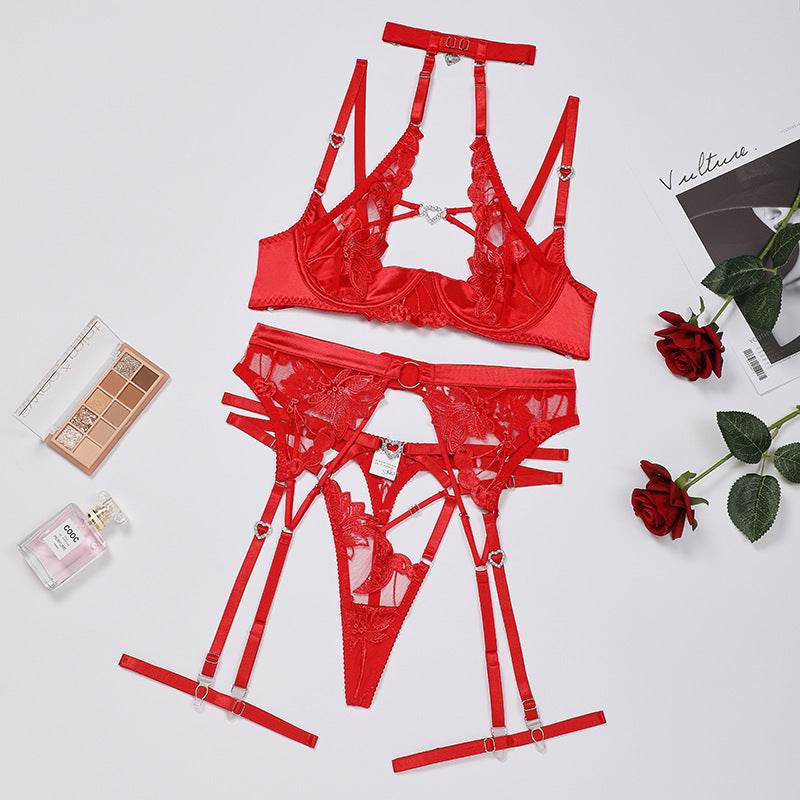 Ensemble de lingerie sexy brodé avec boucle Love Drill - Style & confort