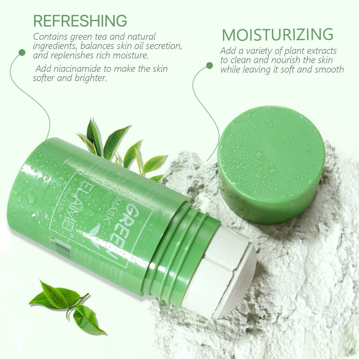 Masque nettoyant au thé vert pour points noirs et acné - Style & confort