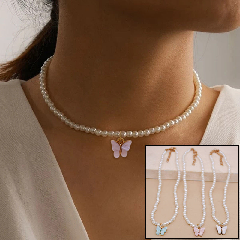 Elegant white pearl choker necklace
