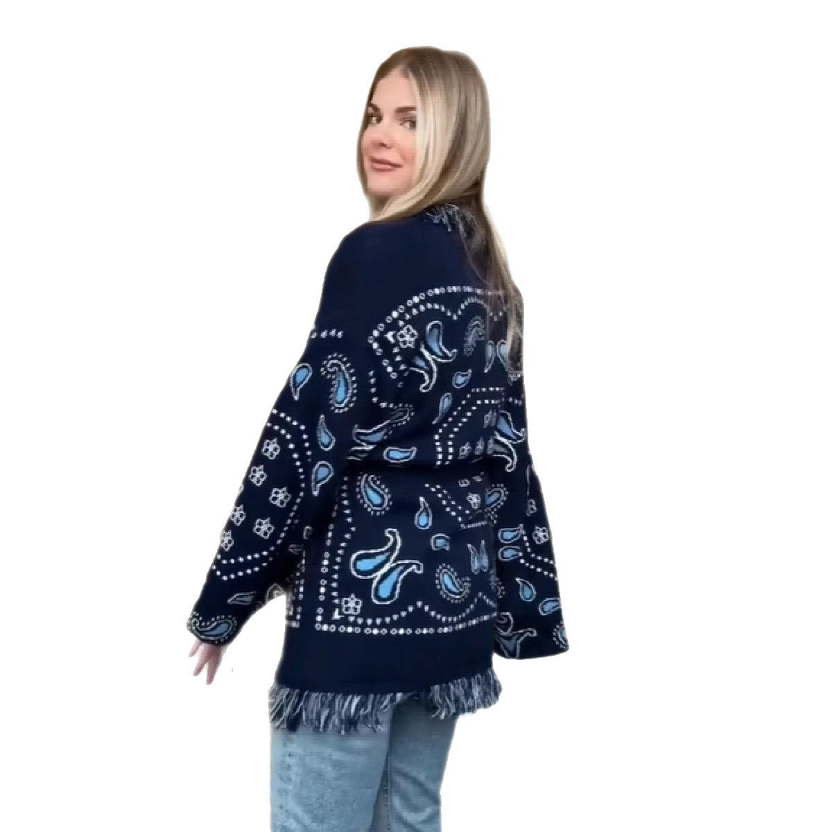 European And American Autumn And Winter New Cardigan Tassel Strap Fashion Sweater Slimming