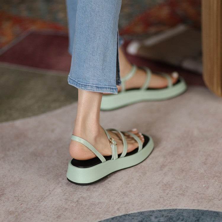 Summer Women's Soft Sole Casual Leather Platform Sports Sandals - Style & confort