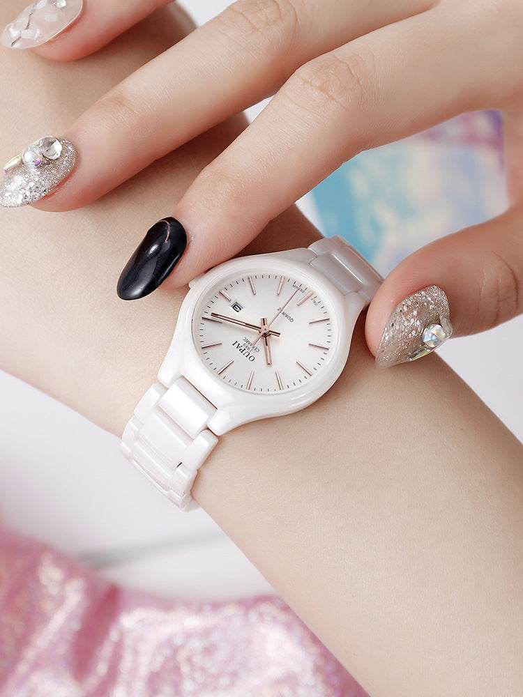 Montre simple femme en Céramique Blanche - Style & confort