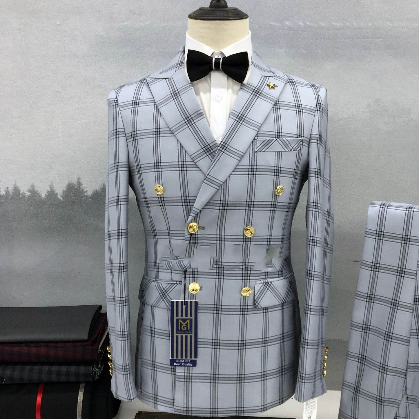 Ensemble haut et pantalon de costume croisé 100% coton - Style & confort