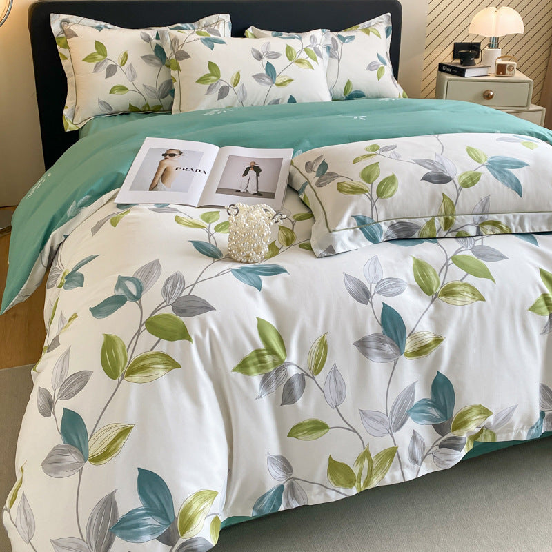 Housse de couette en coton quatre pièces, drap de lit, literie