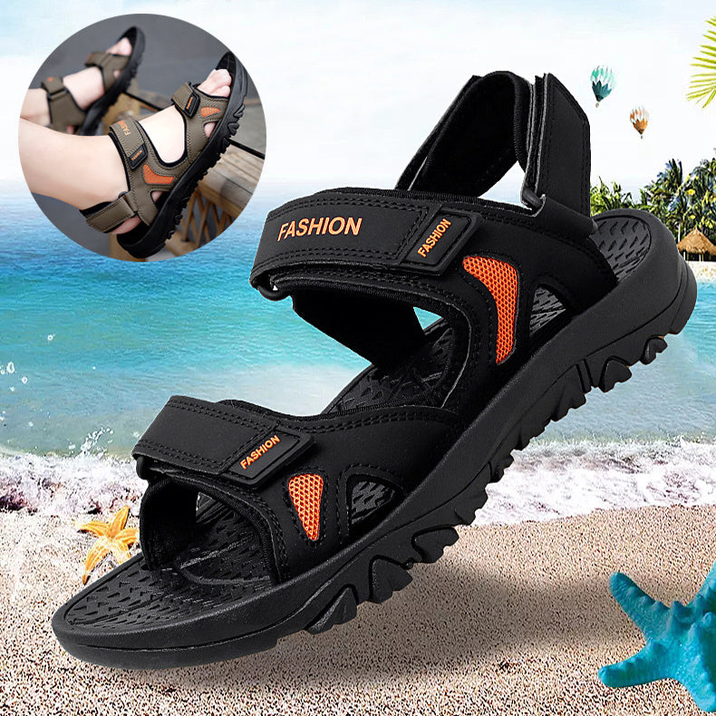 Sandales Velcro pour hommes, chaussures de plage respirantes d'été