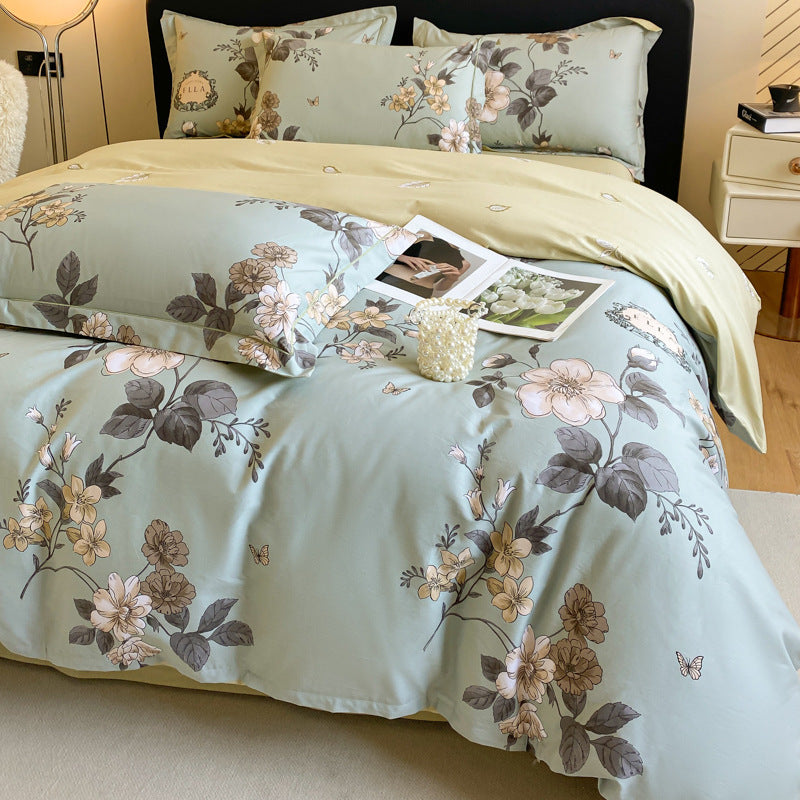 Housse de couette en coton quatre pièces, drap de lit, literie