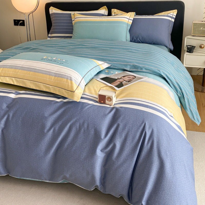 Housse de couette en coton quatre pièces, drap de lit, literie