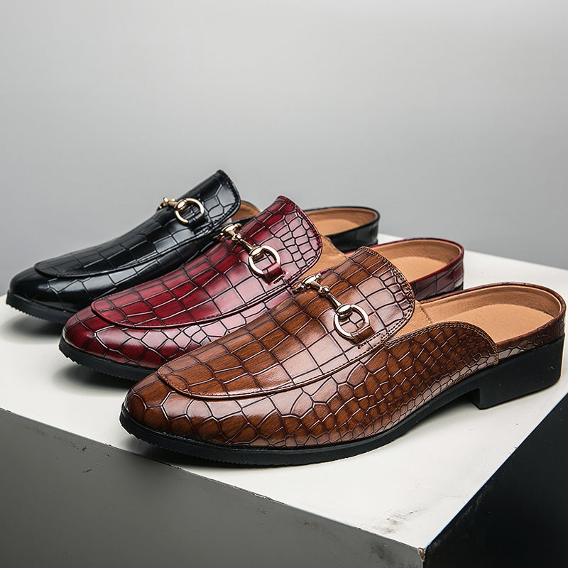 Chaussures semi-pantoufles en cuir pour hommes