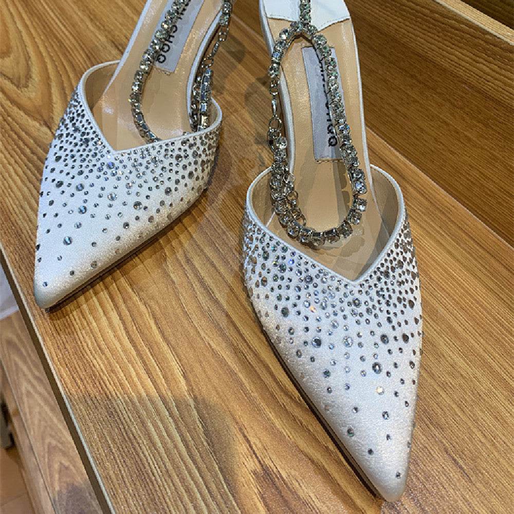 Sandales sexy à strass noires pour femmes - Style & confort