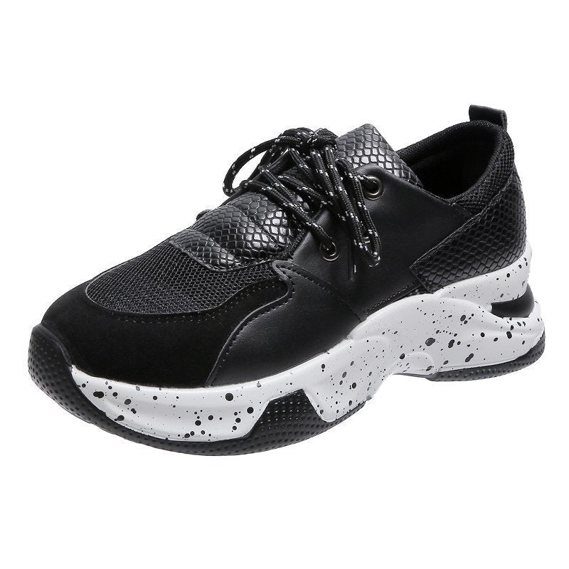 Baskets à lacets à imprimé léopard pour femmes, chaussures de marche, de course et de sport