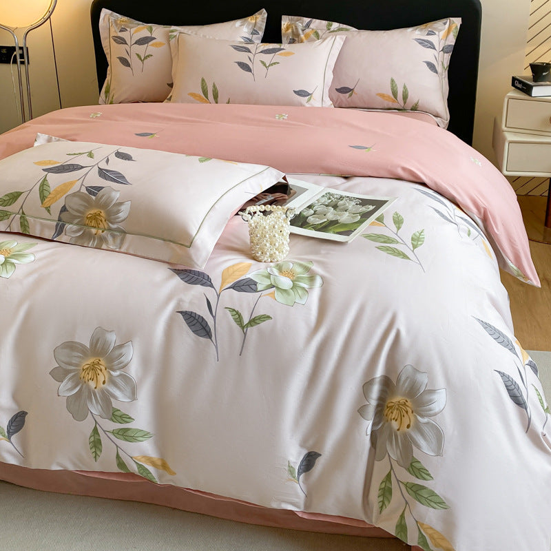 Housse de couette en coton quatre pièces, drap de lit, literie