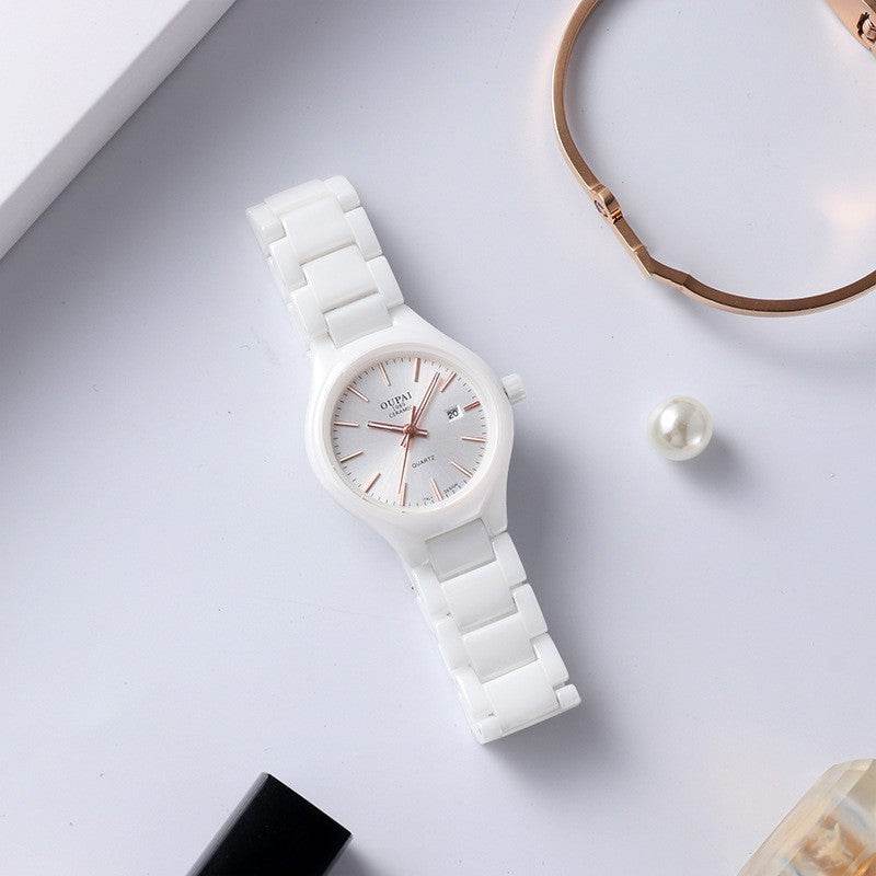 Montre simple femme en Céramique Blanche - Style & confort