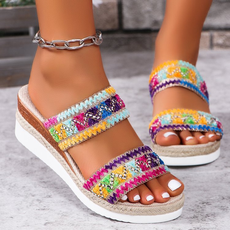 Women's Trendy Wavy Pattern Woven Sandals