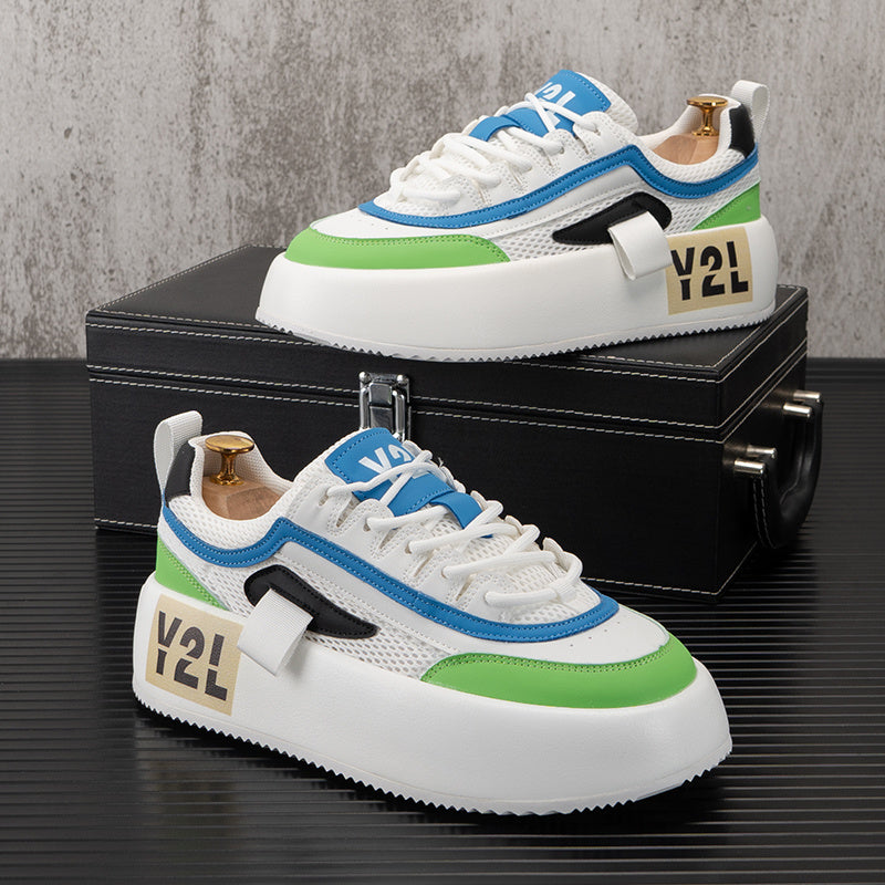 Chaussures blanches pour hommes, semelles épaisses, tendance, automne