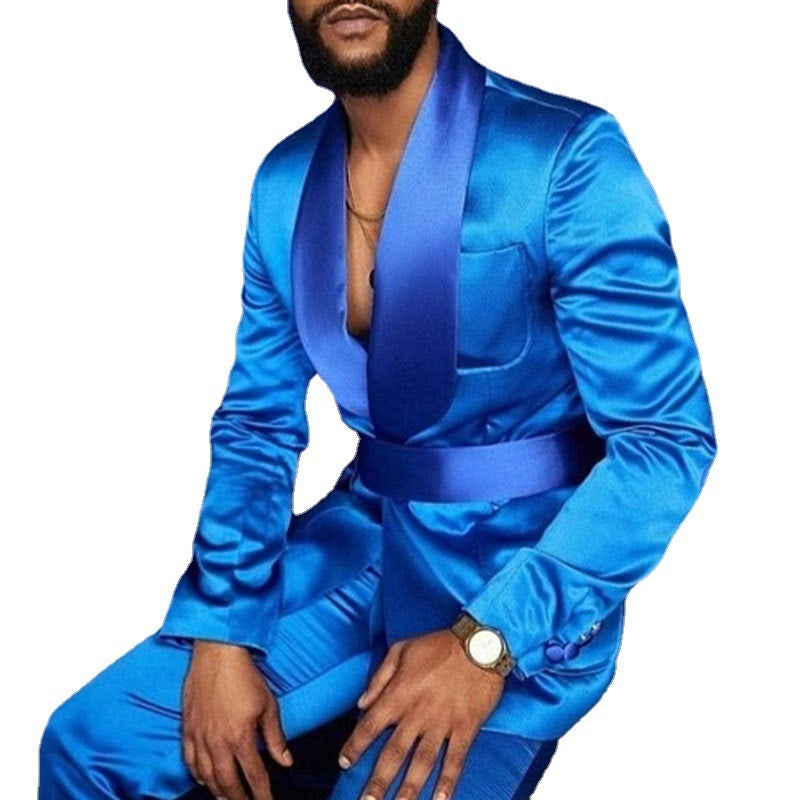 Men's Ink Blue Two-Piece Suit, Casual Style